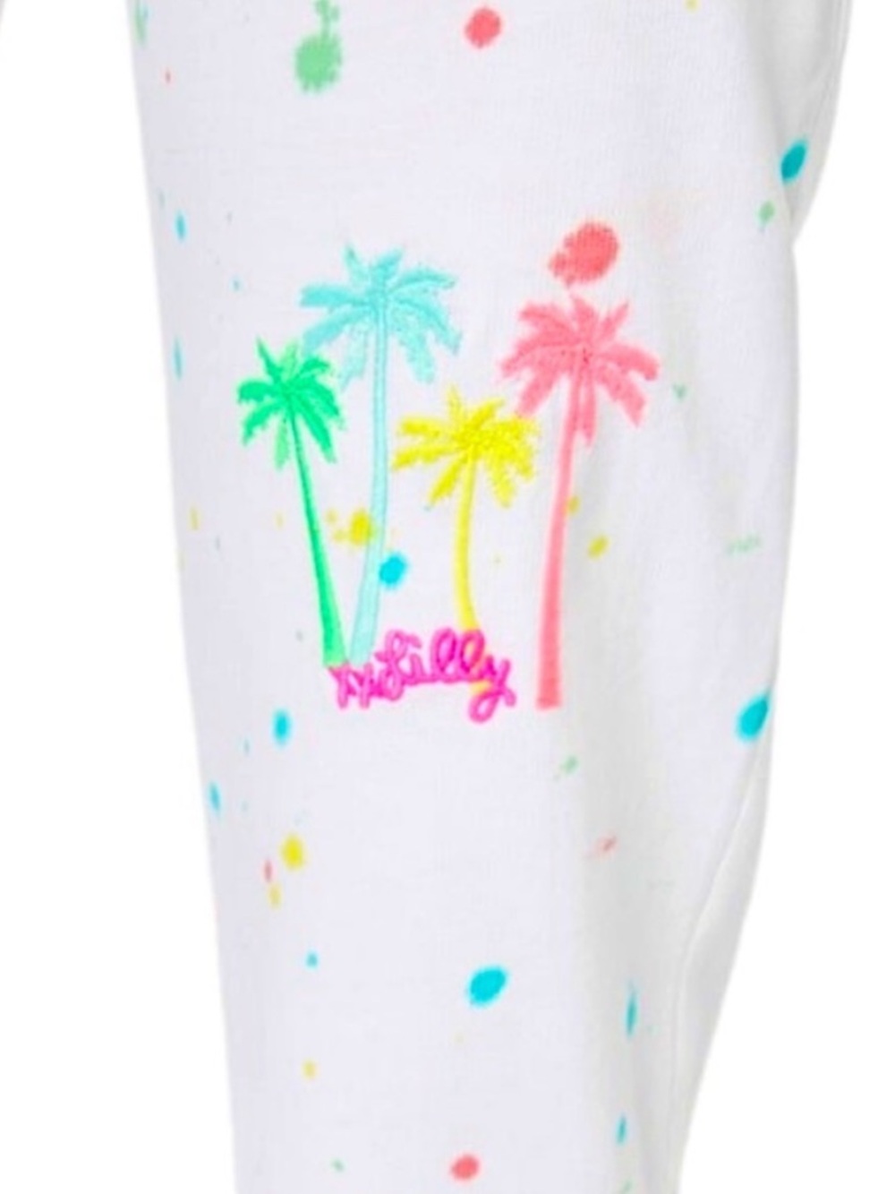 Lilly Pulitzer Women Mallie Neon Paint Splatter Knit Jogger Pants Resort White L - Picture 6 of 13